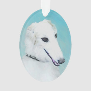Borzoi (White) Painting - Cute Original Dog Art Ornament