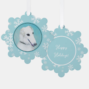 Borzoi (White) Painting - Cute Original Dog Art Ornament Card