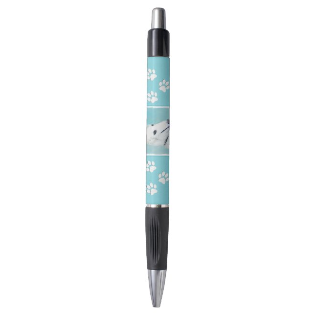 Borzoi (White) Painting - Cute Original Dog Art Pen (Front Vertical)