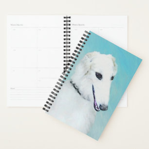 Borzoi (White) Painting - Cute Original Dog Art Planner