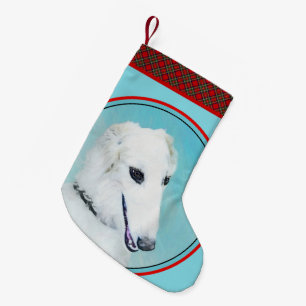 Borzoi (White) Painting - Cute Original Dog Art Small Christmas Stocking