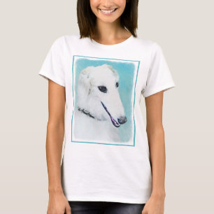 Borzoi (White) Painting - Cute Original Dog Art T-Shirt