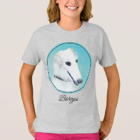Borzoi (White) Painting - Cute Original Dog Art T-