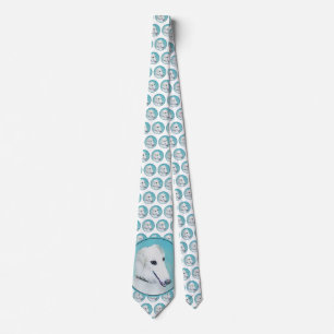 Borzoi (White) Painting - Cute Original Dog Art Tie