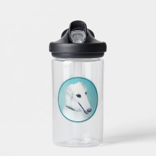 Borzoi (White) Painting - Cute Original Dog Art Water Bottle