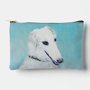 Borzoi White Painting Russian Wolfhound Dog Art Accessory Pouch