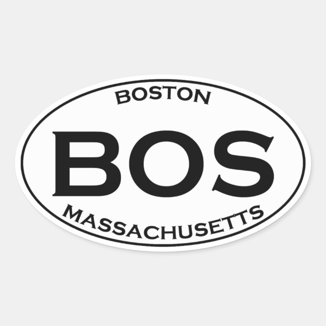 BOS - Boston Massachusetts Oval Logo Oval Sticker (Front)