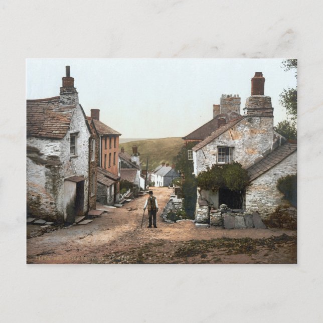 Boscastle Village Street, Cornwall c.1895 Postcard (Front)