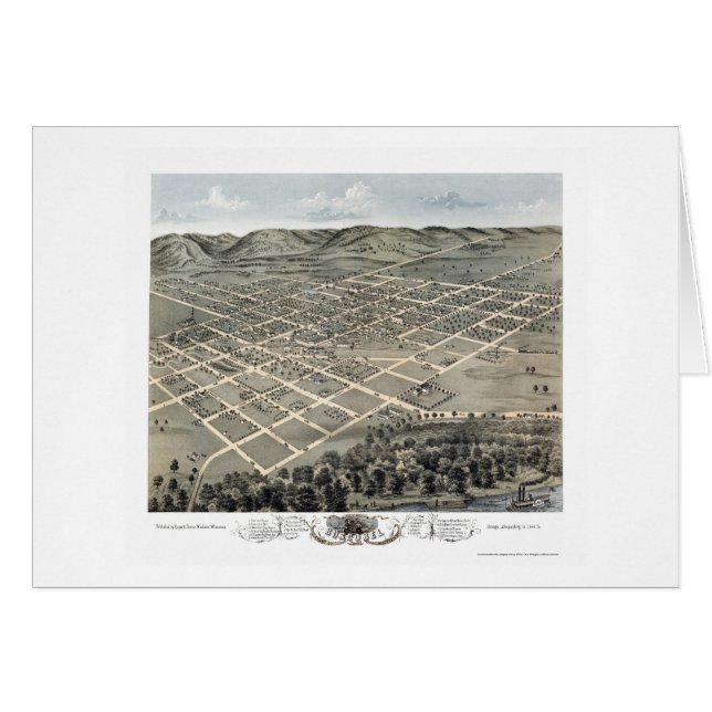 Boscobel, carte panoramique de WI - 1869 (Devant horizontal)