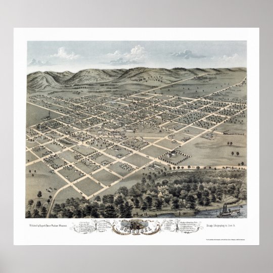 Boscobel, WI Panoramic Map 1869 Poster Zazzle.ca