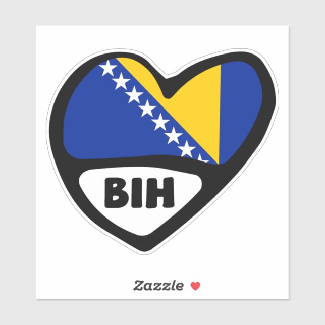 Bosnia and Herzegovina Country Code Flag Heart BIH (Sheet)