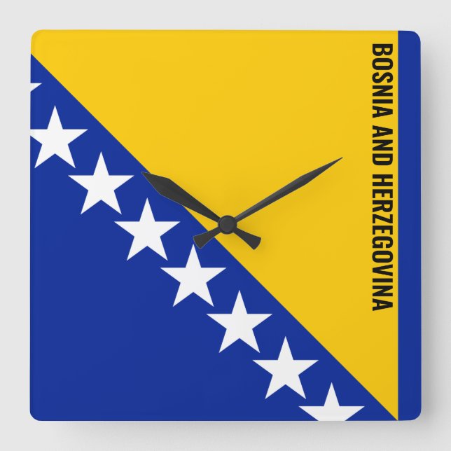 Bosnia and Herzegovina Flag Dazzling Patriotic Square Wall Clock (Front)