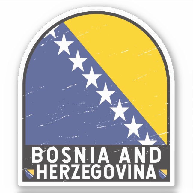 Bosnia and Herzegovina Flag Emblem Distressed (Front)