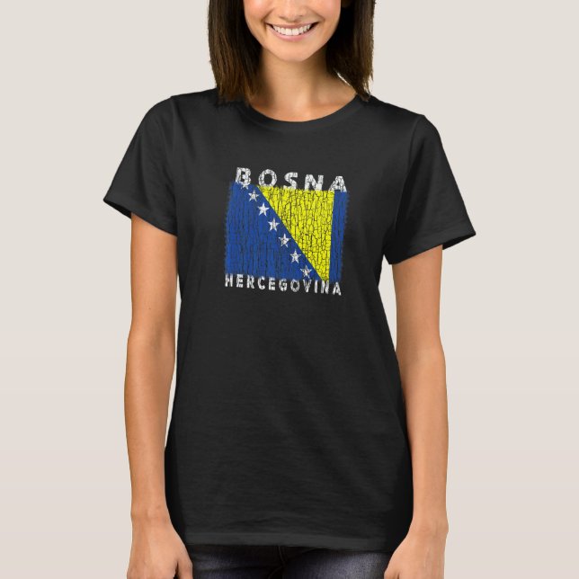 Bosnia and Herzegovina Flag Used Look For Bosnians T-Shirt (Front)
