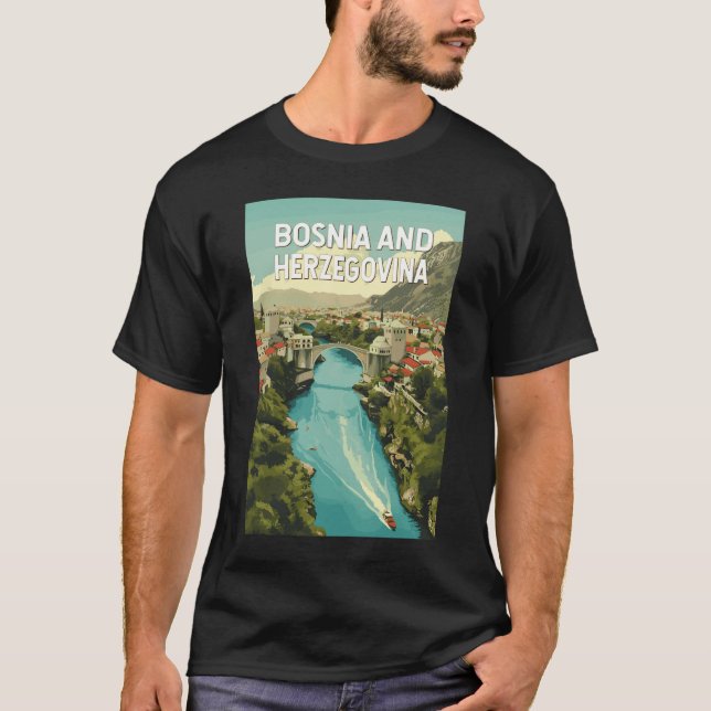 Bosnia and Herzegovina Illustration Travel Art T-Shirt (Front)