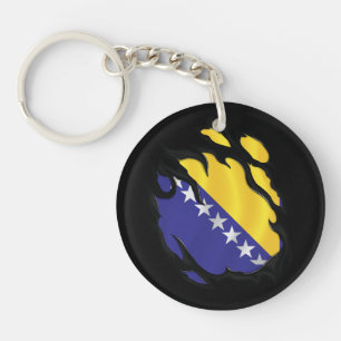 Bosnia And Herzegovina Ripped Flag Keychain