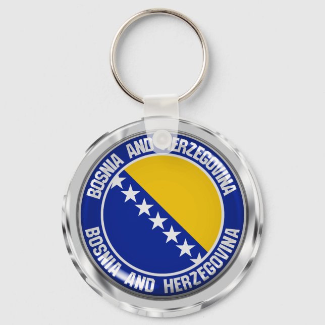 Bosnia and Herzegovina Round Emblem Keychain (Front)