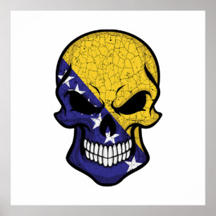 Bosnia and Herzegovina Smiling Skull Flag Poster