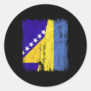 Bosnia And Herzegovina Ukraine Half Flag  Classic Round Sticker
