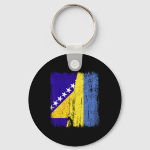 Bosnia And Herzegovina Ukraine Half Flag Keychain