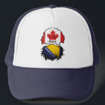 Bosnia Bosnian Canadian Canada Tree Roots Flag Trucker Hat<br><div class="desc">Show your pride in your Bosnian heritage and Canadian identity. Your nationality is binational or one of your parents is from Bosnia or Canada? Show your roots.</div>