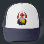 Bosnia Bosnian Canadian Canada Tree Roots Flag Trucker Hat<br><div class="desc">Show your pride in your Bosnian heritage and Canadian identity. Your nationality is binational or one of your parents is from Bosnia or Canada? Show your roots.</div>
