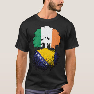 Bosnia Bosnian Irish Ireland Tree Roots Flag T-Shirt