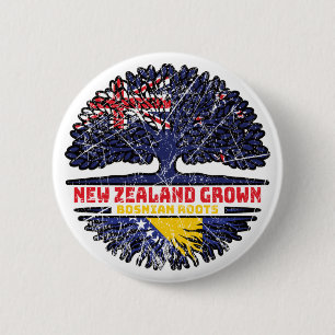 Bosnia Bosnian New Zealander New Zealand Tree Root 2 Inch Round Button