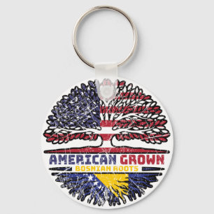 Bosnia Bosnian US American USA United States Tree Keychain