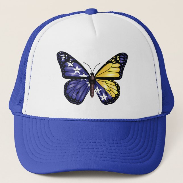 Bosnia Butterfly Monarque Flag Trucker Hat (Front)