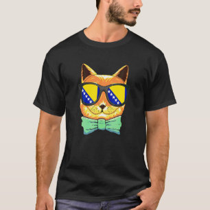 Bosnia Flag Bosnia Cat Sunglasses T-Shirt