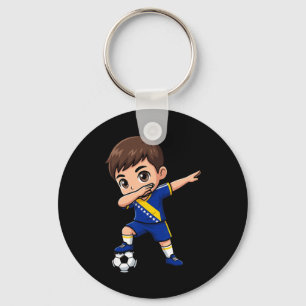 Bosnia-herzegovina Dab Kid Goal Cartoon Bosnia Fla Keychain