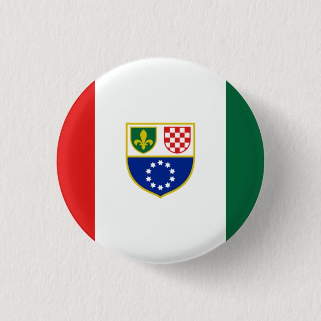 Bosnia Herzegovina Federation Flag 1 Inch Round Button (Front)