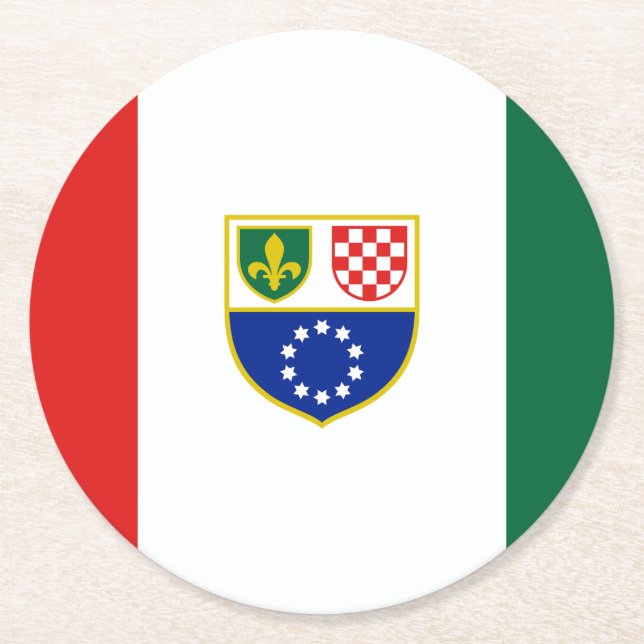Bosnia Herzegovina Federation Flag Round Paper Coaster (Front)