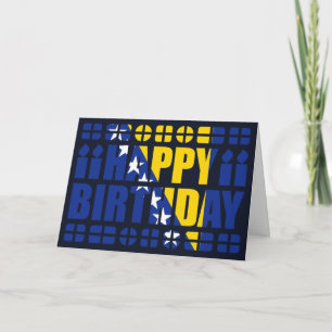 Bosnia Herzegovina Flag Birthday Card