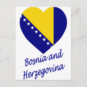 Bosnia & Herzegovina Flag Heart Postcard