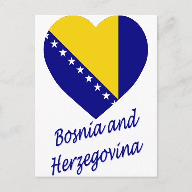 Bosnia & Herzegovina Flag Heart Postcard (Front)