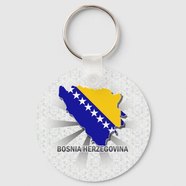 Bosnia Herzegovina Flag Map 2.0 Keychain (Front)