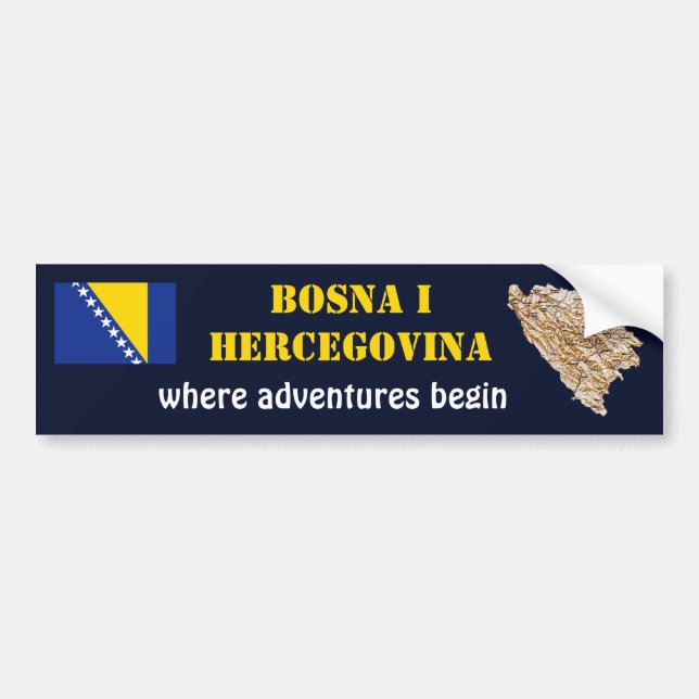 Bosnia Herzegovina Flag + Map Bumper Sticker (Front)