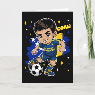 Bosnia-herzegovina Kid Goal Cartoon Bosnia Flag Bo Card