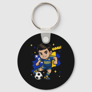 Bosnia-herzegovina Kid Goal Cartoon Bosnia Flag Bo Keychain