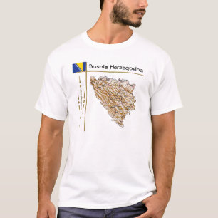 Bosnia Herzegovina Map + Flag + Title T-Shirt
