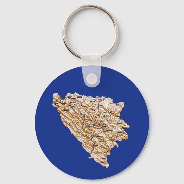 Bosnia Herzegovina Map Keychain (Front)