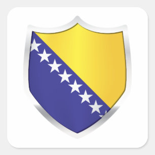 Bosnia Herzegovina Silver Shield Flag Square Sticker