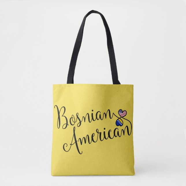 Bosnian American Entwined Hearts Grocery Bag (Front)