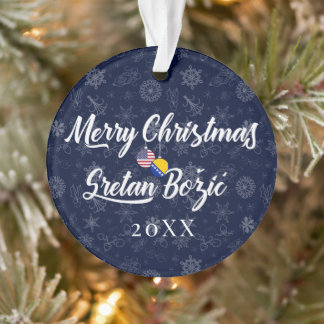 Bosnian American With Custom Year Bilingual Ornament