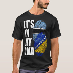 Bosnian And Botswanan Mix DNA Flag Heritage T-Shirt
