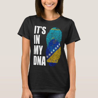 Bosnian And Kazakhstani Mix DNA Heritage Flag T-Shirt