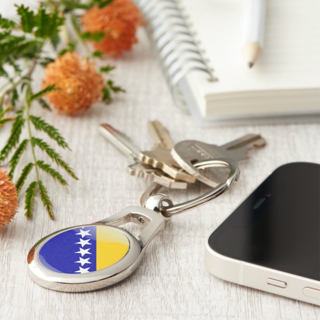 Bosnian glossy flag keychain (Side)