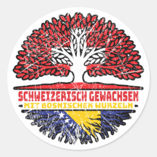 Bosnien Bosnisch Schweizer Schweiz Baum Wurzel Classic Round Sticker